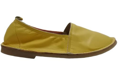 【モモ MO-2 イエロー】ぺたんこ柔らか本革シューズ